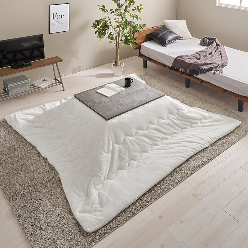 コンクリート調長方形こたつ Cartes+メレンゲ/Bique/Snow [幅75][単品