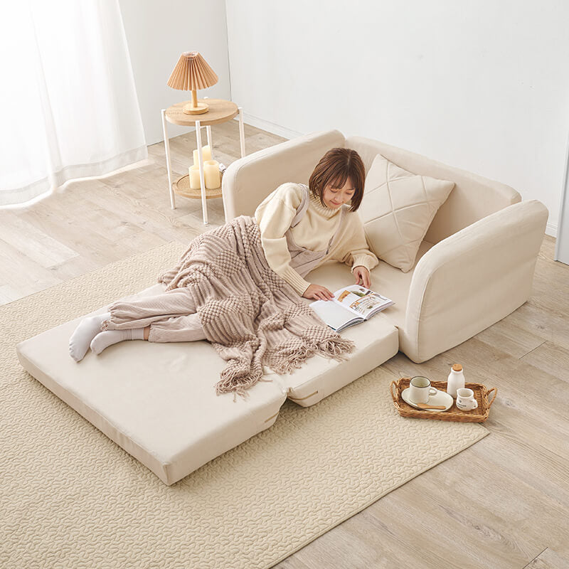 3WAY淡色ソファベッド 2人掛け [幅110] クッション付き