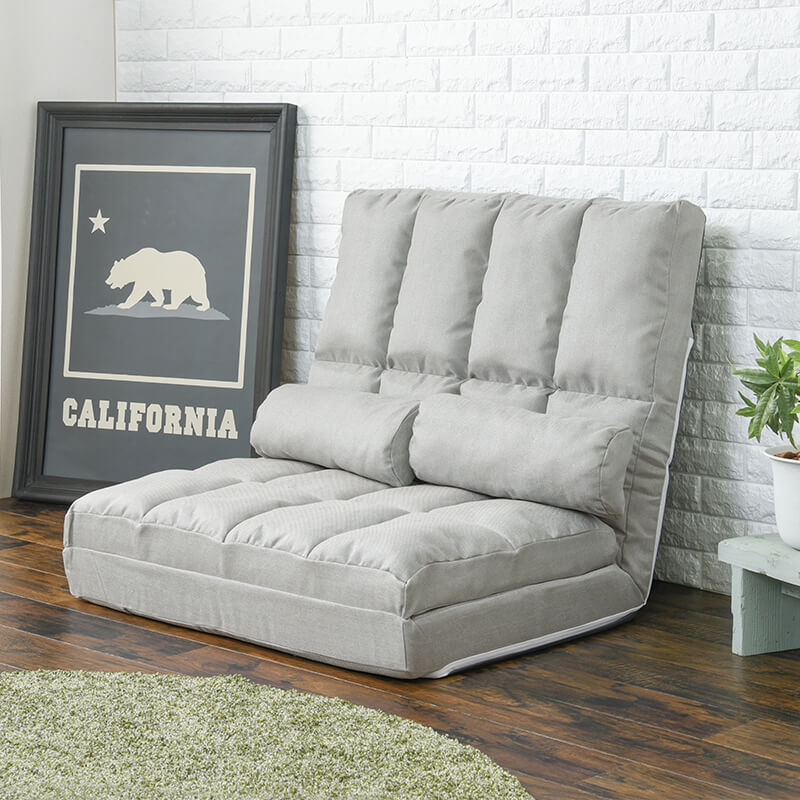 [幅90] ハイバック3WAYソファベッド 1.5人掛け 14段階リクライニング クッション付き ローソファ 完成品 Gren