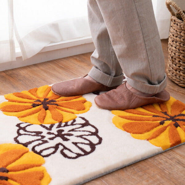 洗える玄関マット 約50×80cm マット 花柄 アクセントマット 室内 屋内