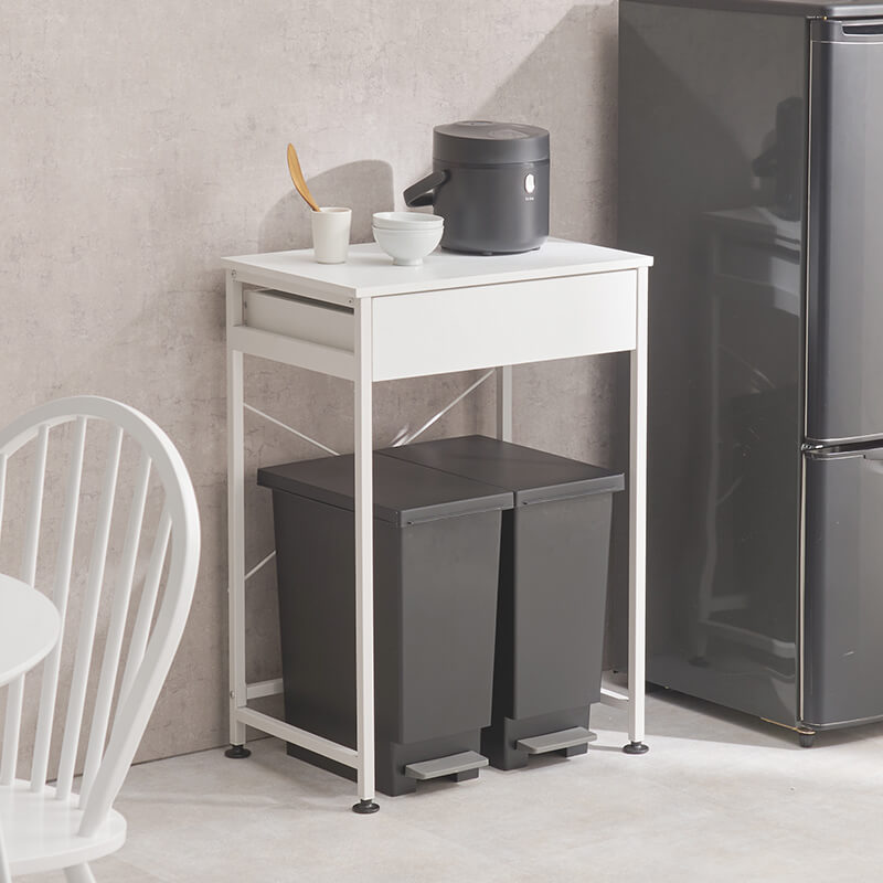 [幅60.5/80.5] ゴミ箱上キッチンラック 引き出し付き