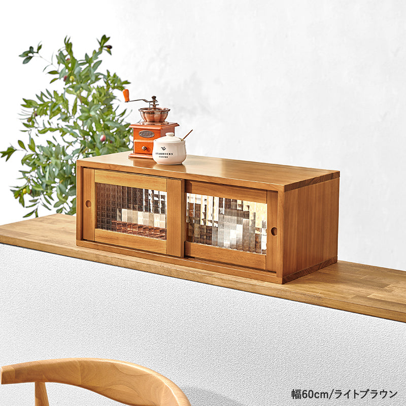 カウンター上ガラスケース [幅60/90] 天然木 完成品 | 食器棚