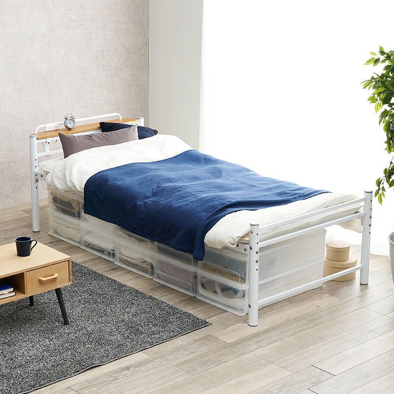 [シングル] パイプベッド 高さ調節4段階 敷布団対応 Neo（フレーム単品）