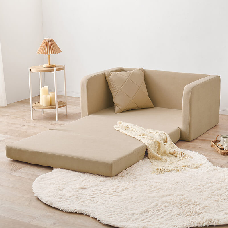 3WAY淡色ソファベッド 2人掛け [幅110] クッション付き