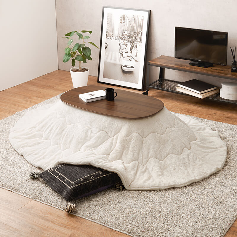 【新色登場】[幅90][単品/セット] 折りたたみ楕円形こたつ Carumina+Luna/moku moku/POKA/メレンゲ