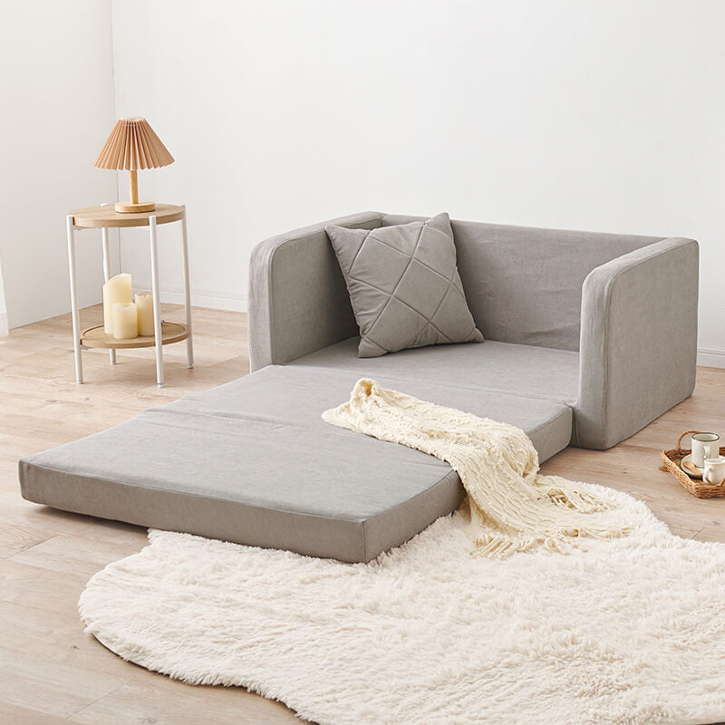 [生地サンプル無料][幅110][2タイプ] 3WAY淡色ソファベッド 2人掛け クッション付き ローソファ 完成品 Stella