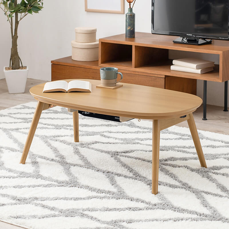 【新色登場】[幅90][単品/セット] 折りたたみ楕円形こたつ Carumina+Luna/moku moku/POKA/メレンゲ