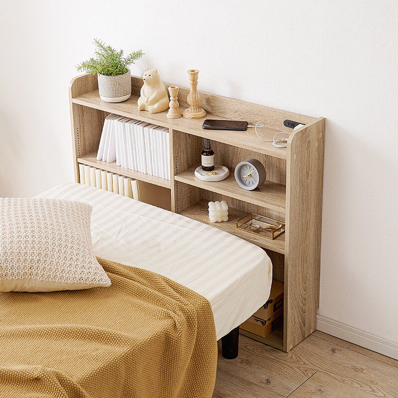 後付けヘッドボード [幅98][シングル専用] コンセント付き 可動棚付き