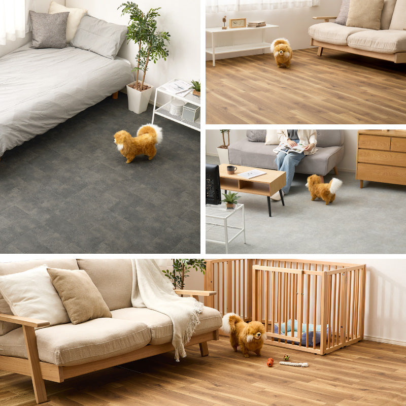 【新商品】[6畳/8畳] 敷くだけ簡単 クッションフロア ペット対応 抗菌 抗ウイルス 防カビ 防炎 日本製