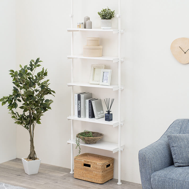 [幅70/幅90] 突っ張り5段ラック 無段階高さ調節可能 Deco