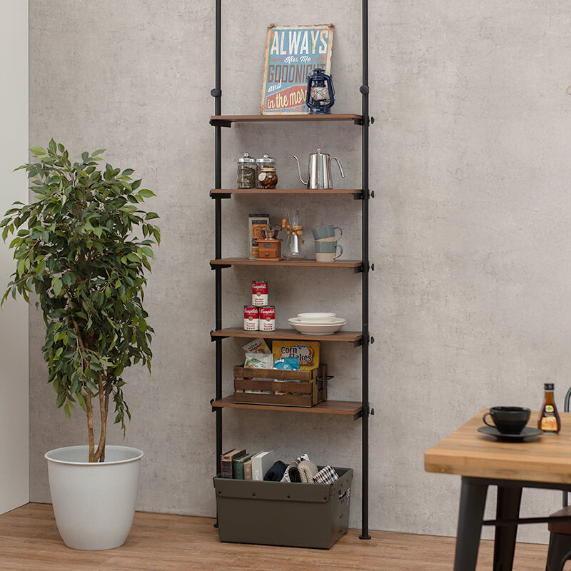 [幅70/幅90] 突っ張り5段ラック 無段階高さ調節可能 Deco