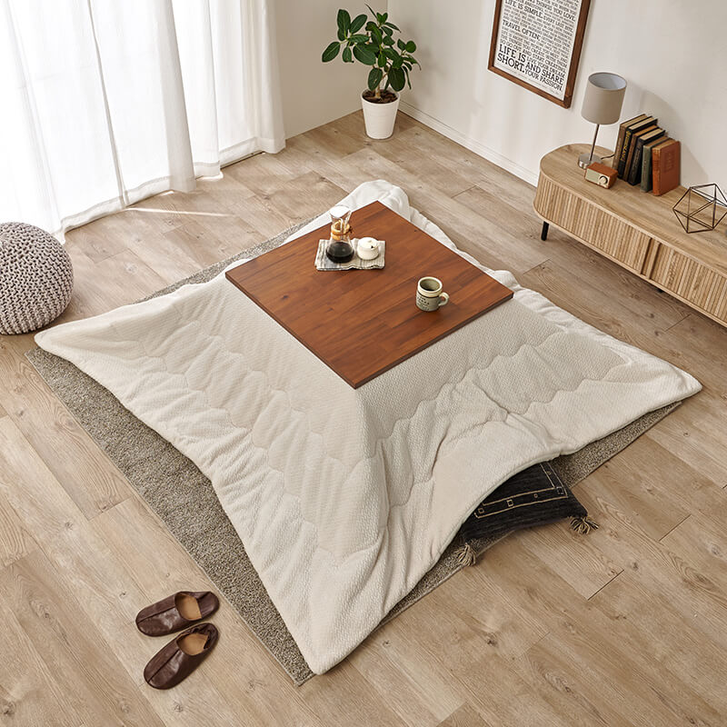 アカシア天板の長方形こたつ 高さ2段階調節可能 [幅75/105/120/150