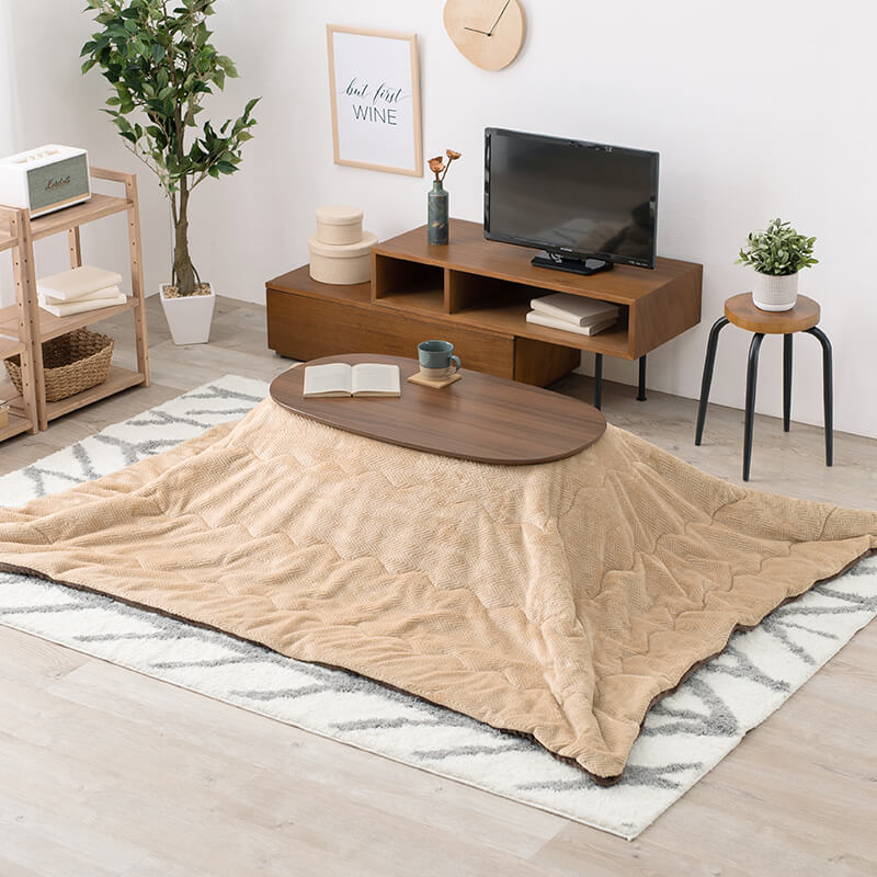 [幅90][セット] 折りたたみ楕円形こたつ Carumina+Bique