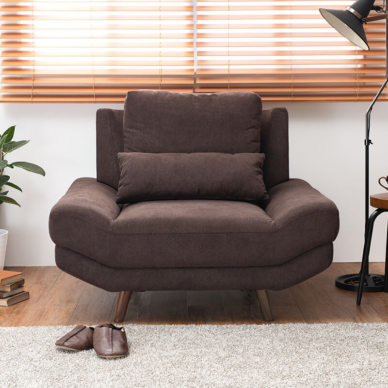 ごろ寝ソファ 1人掛け [幅113] アームレス クッション付き 脚取り外し