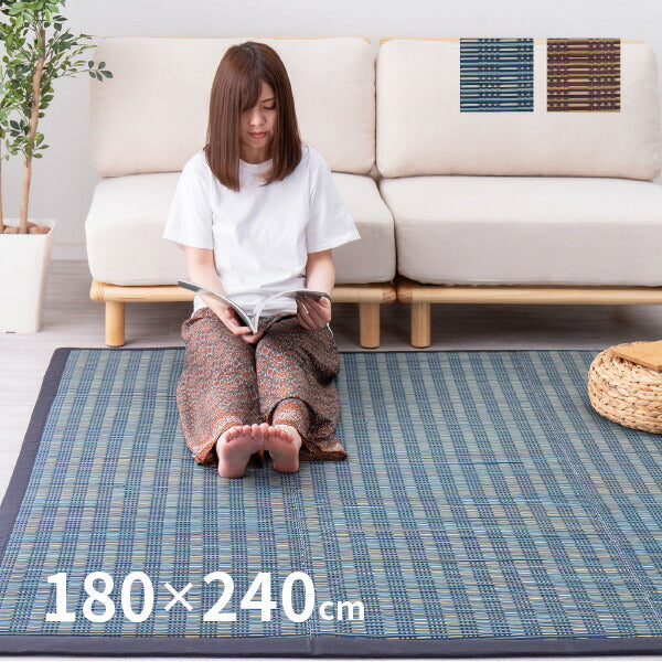 もっちり厚手 ウレタン入り い草ラグ カーペット 仙名 約180×240cm 【約3畳】 【長方形】 【裏貼有】 抗菌 防臭 い草カーペット ござ ラグマット 無地 シンプルモダン ふっくら 防音 井草 イグサ いぐさ 年中 萩原 春夏秋冬 涼しい ひんやり