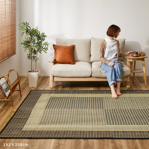 国産 い草ラグ【裏貼り】 約261×352cm【江戸間6畳】6帖 滑り止め加工
