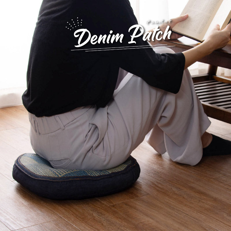 円座クッション い草 低反発 40R×8cm 円座 座布団 へこみ 痔 妊婦 青