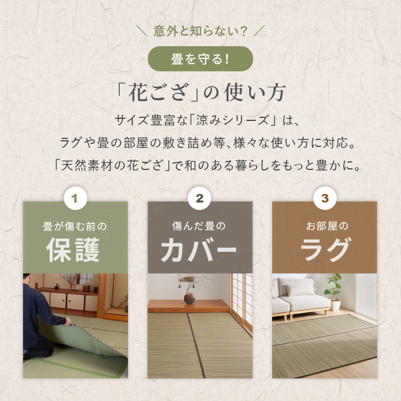 【新商品】[江戸間][2～8畳] い草柄上敷き い草カーペット モダン 涼み