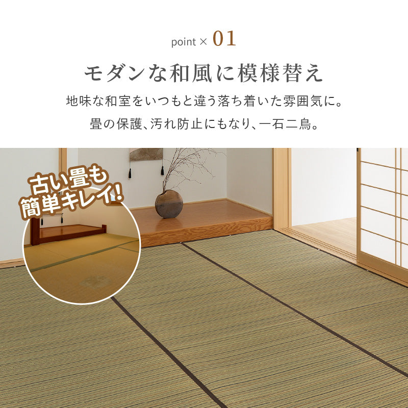 【新商品】[江戸間][2～8畳] い草柄上敷き い草カーペット モダン 涼み