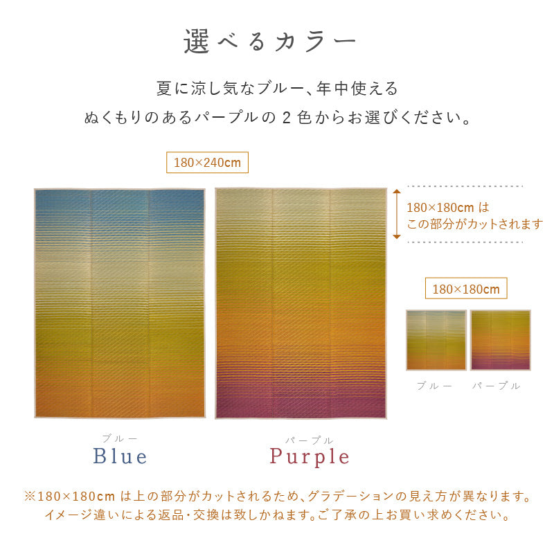 い草ラグ 夏用ラグ 夏 ラグ 涼しい グラデーション 彩風 いろかぜ 【裏