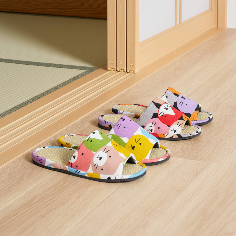 【新商品】[M/L/LLサイズ] 日本製 い草スリッパ ハピネコ