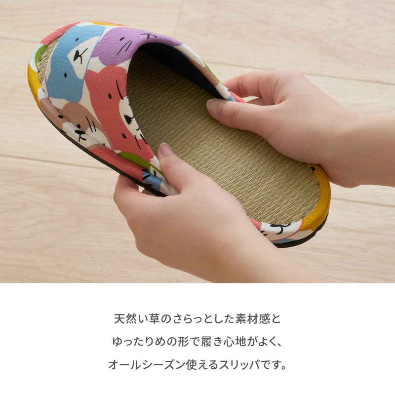 【新商品】[M/L/LLサイズ] 日本製 い草スリッパ ハピネコ