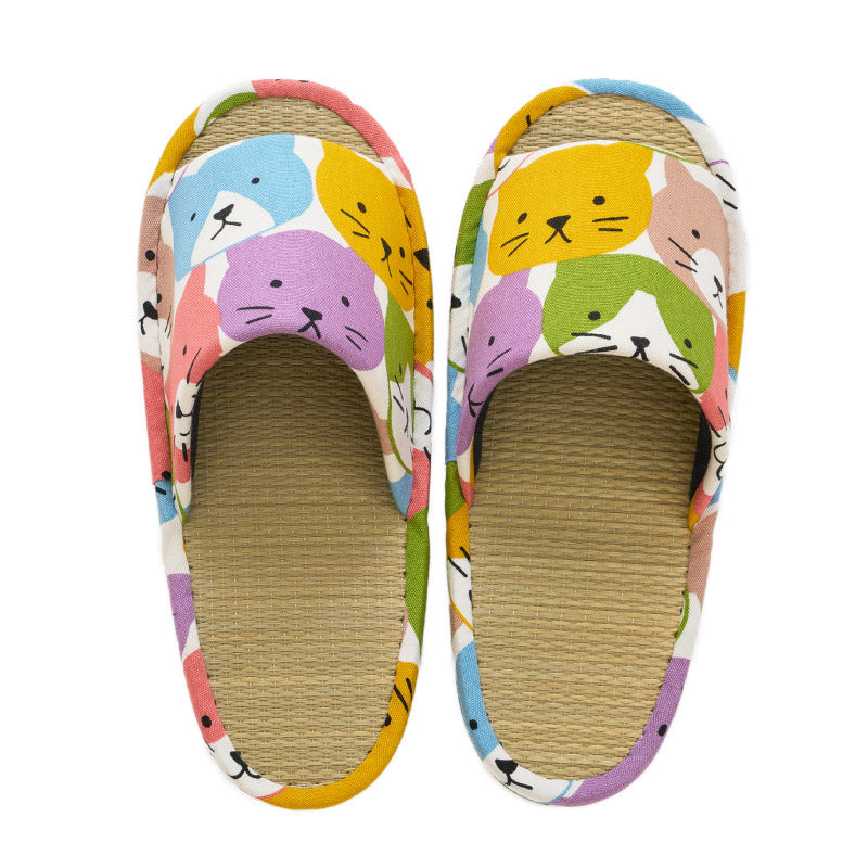 【新商品】[M/L/LLサイズ] 日本製 い草スリッパ ハピネコ