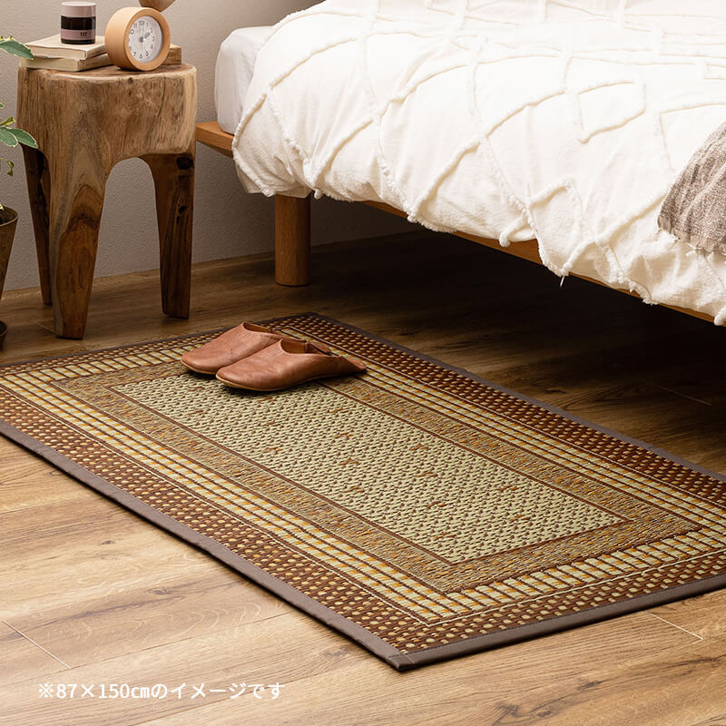 [7サイズ][裏貼り] 日本製 い草玄関マット 和モダン 滑り止め付き エルモード