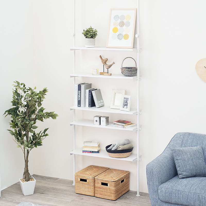 [幅70/幅90] 突っ張り5段ラック 無段階高さ調節可能 Deco