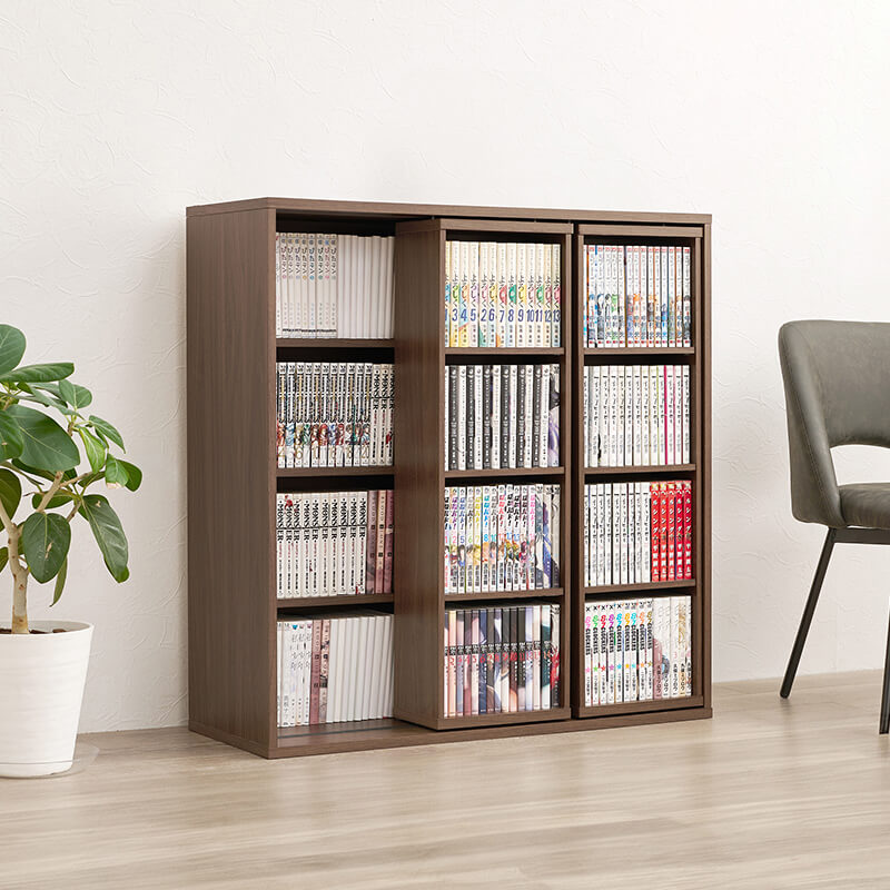 前後2列スライド式本棚 [幅90/120] | おしゃれな家具・インテリア通販