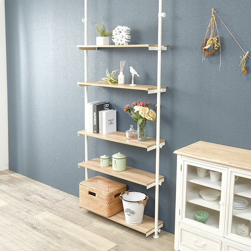 [幅70/幅90] 突っ張り5段ラック 無段階高さ調節可能 Deco