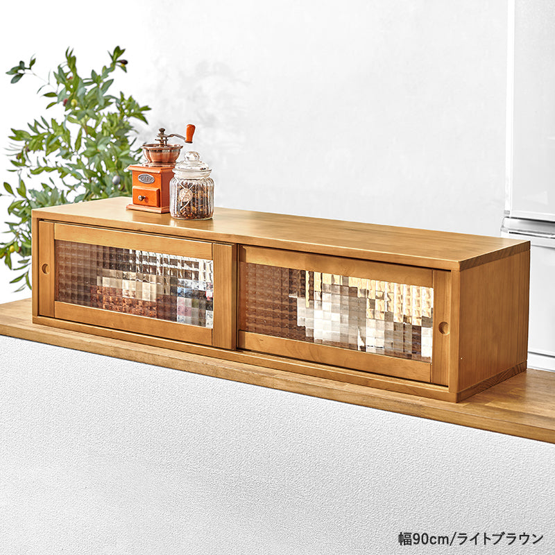 カウンター上ガラスケース [幅60/90] 天然木 完成品 | 食器棚