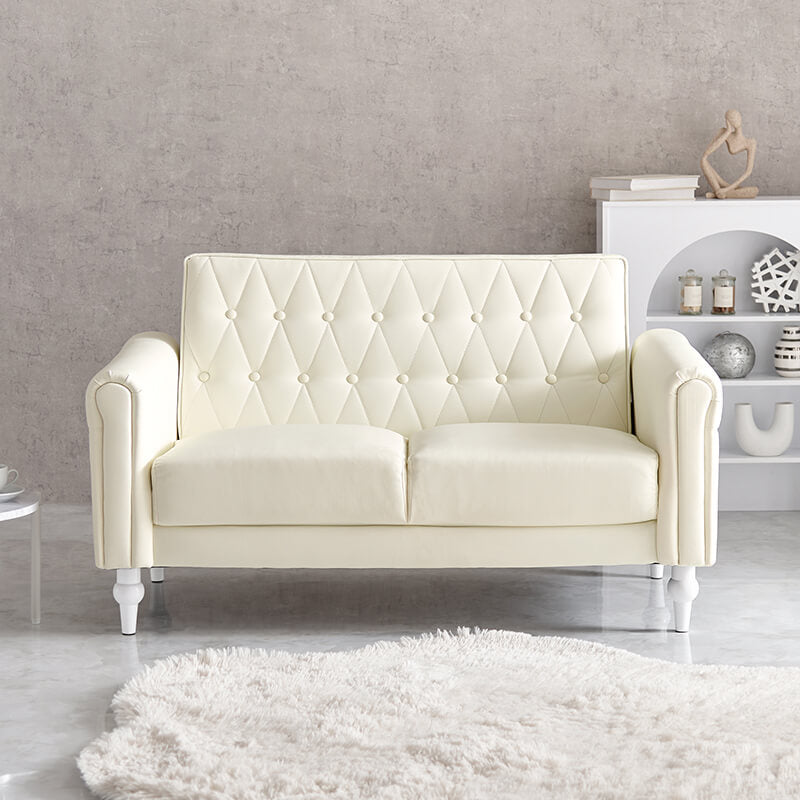 [幅122] 大人可愛いキルティングソファ 2人掛け 脚取り外し可能 Lyra