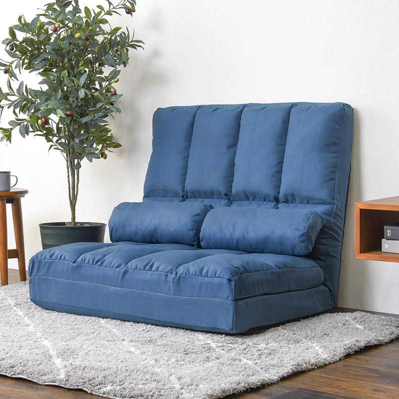 [幅90] ハイバック3WAYソファベッド 1.5人掛け 14段階リクライニング クッション付き ローソファ 完成品 Gren