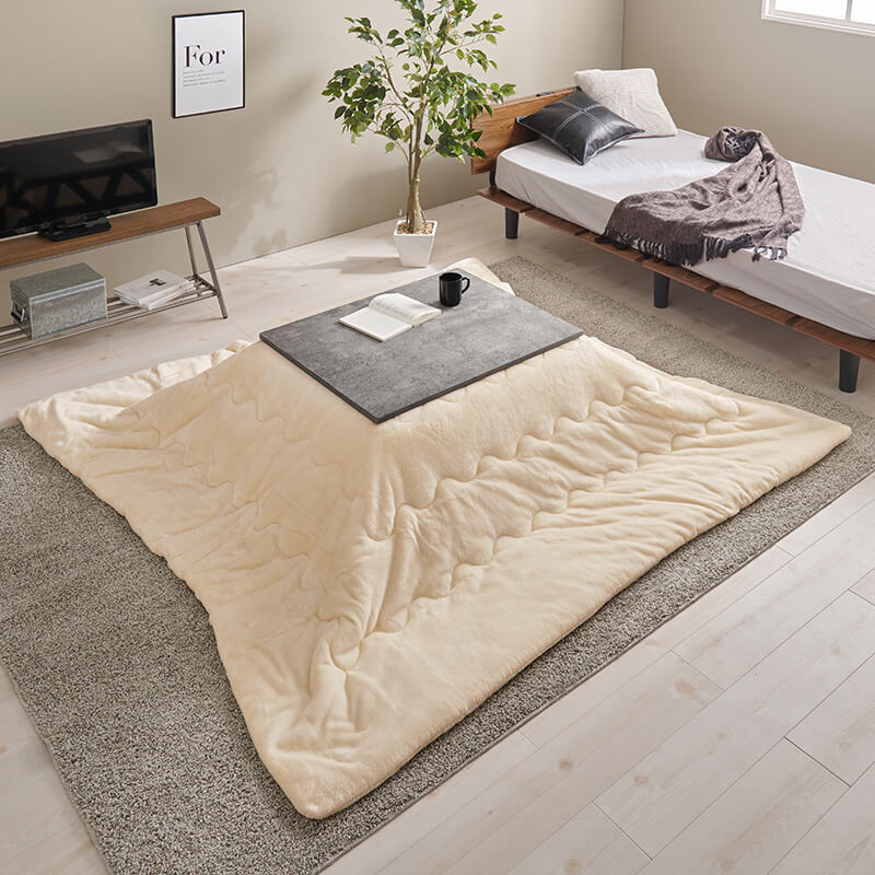 [幅75][単品/セット] コンクリート調長方形こたつ Cartes+メレンゲ/Bique/Snow