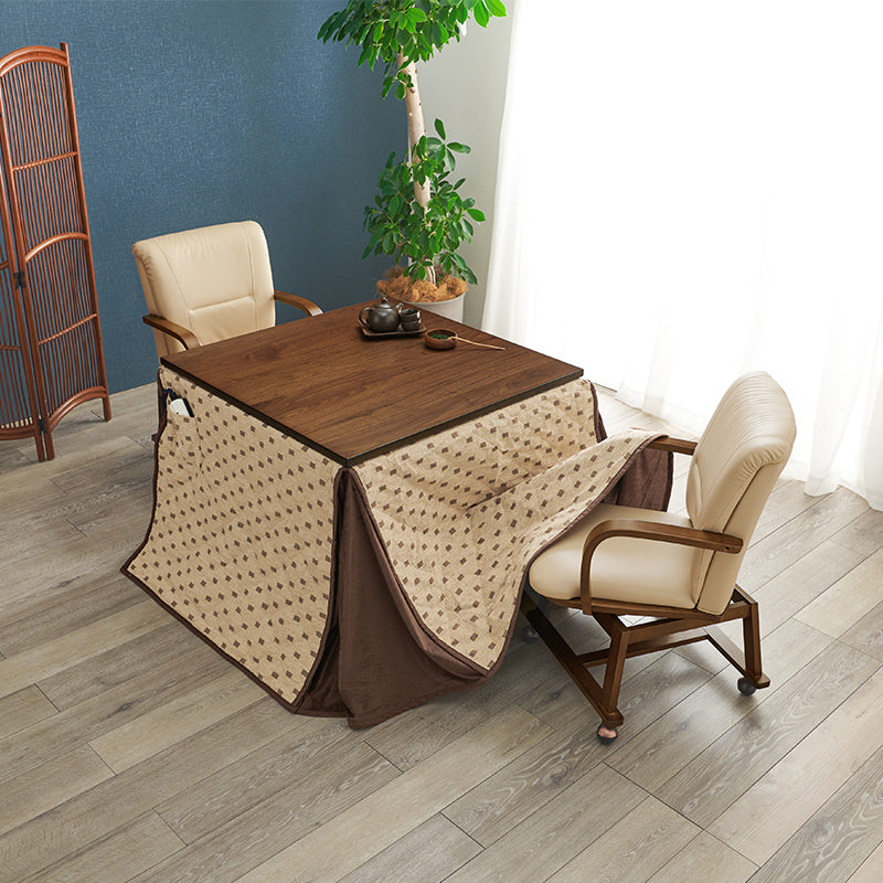 2人掛け 90×75cm ダイニングこたつ 2人用ダイニングこたつ 高さ2段階調節可能 正方形 ハイタイプ
