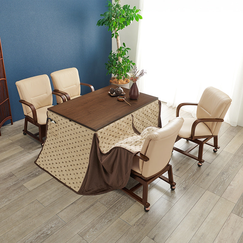 ダイニングこたつ 4人用ダイニングこたつ 高さ2段階調節可能 長方形 [120×80×64][セット