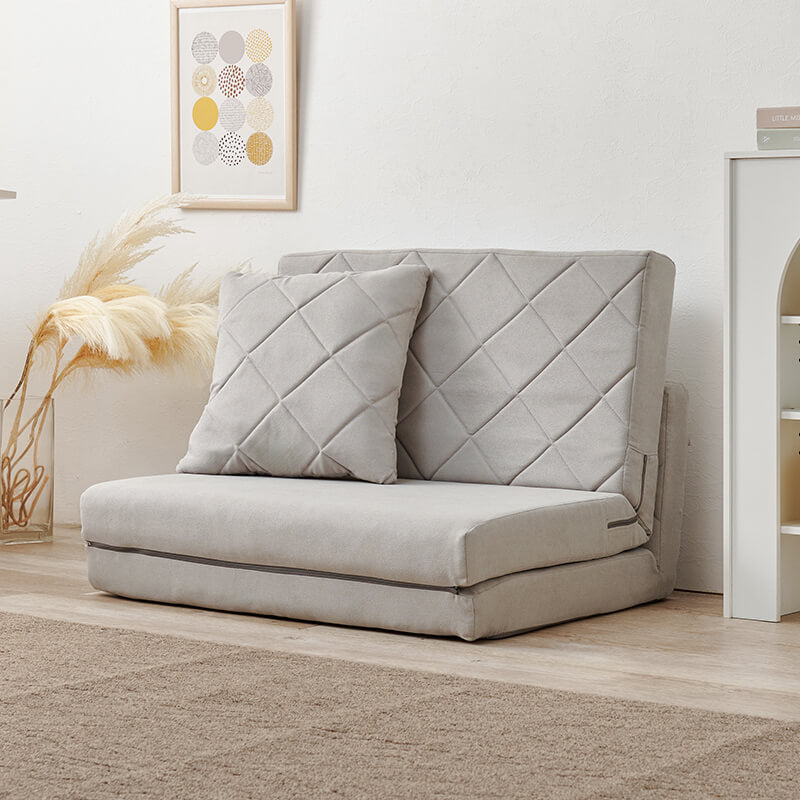 [生地サンプル無料][幅85] 3WAY淡色ソファベッド 1人掛け クッション付き ローソファ 完成品 Stella