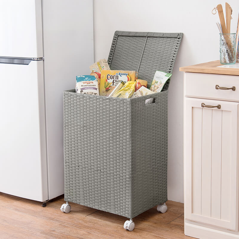 [幅50] ふた付きラタン調ランドリーボックス SMOOTH