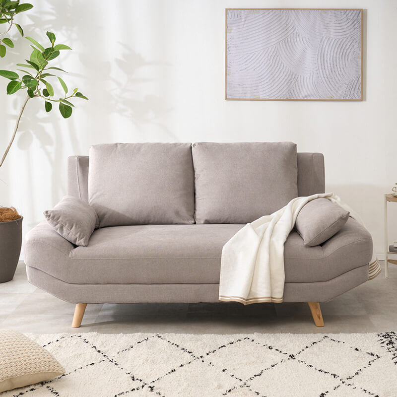 [幅170][開梱組立設置付き][生地サンプル無料] ごろ寝ソファ 2人掛け アームレス クッション付き 脚取り外し可能 Bright