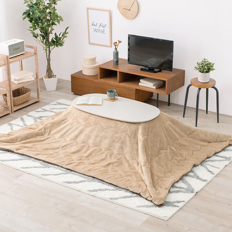 [幅90][セット] 折りたたみ楕円形こたつ Carumina+Bique