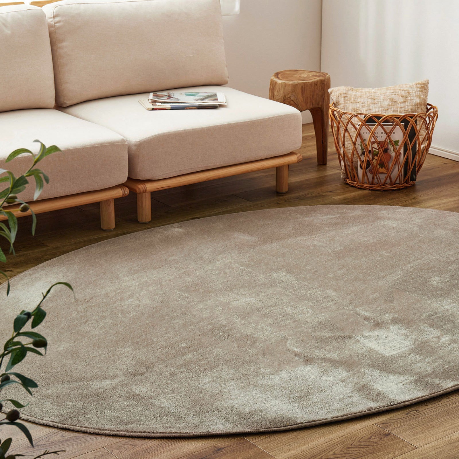 [160×220] 楕円 洗える滑り止め付きラグ メレンゲタッチ