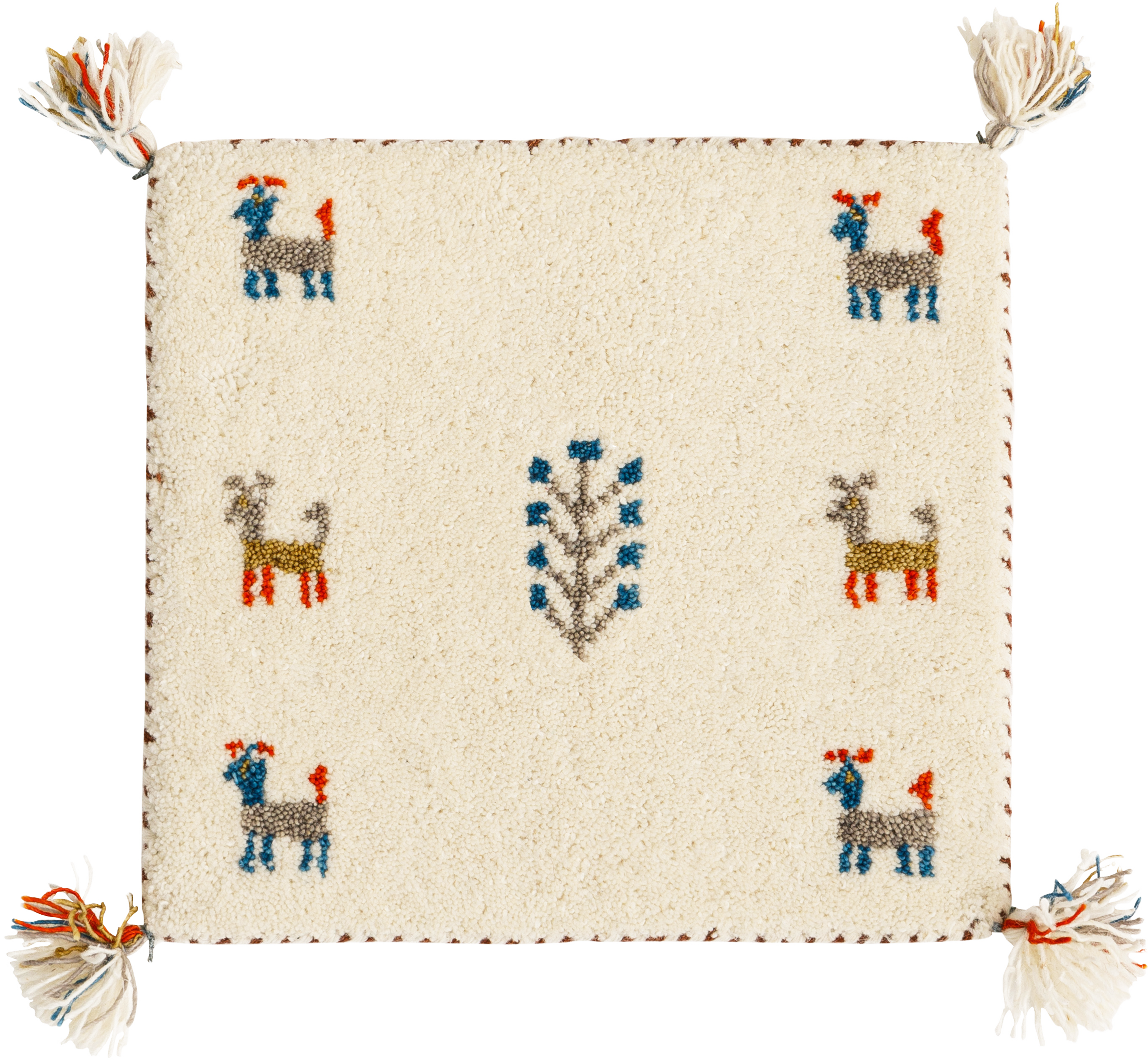 【新商品】[40×40] ギャッベ 座布団 チェアパッド ウールマット タッセル付き GABBEH D+