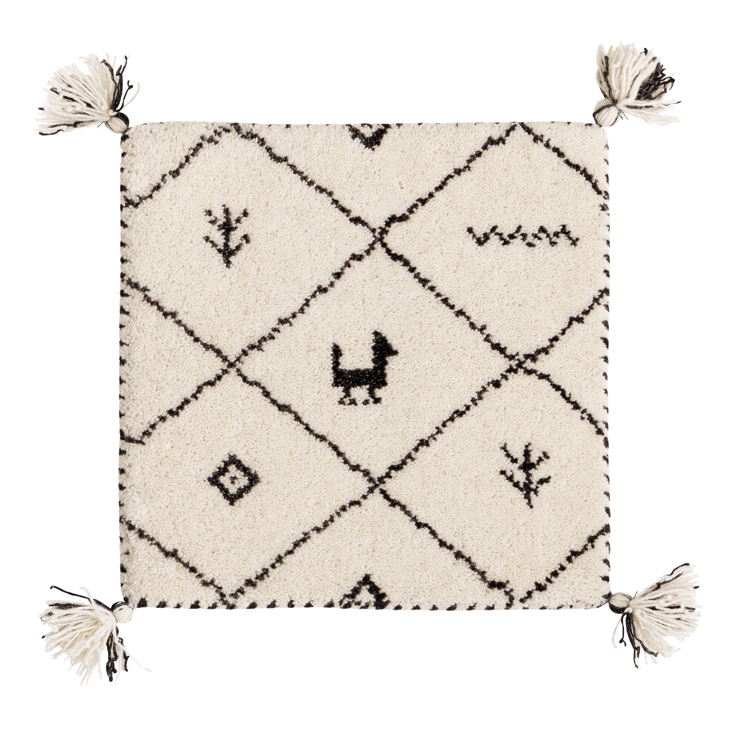 【新商品】[40×40] ギャッベ 座布団 チェアパッド ウールマット タッセル付き GABBEH D+