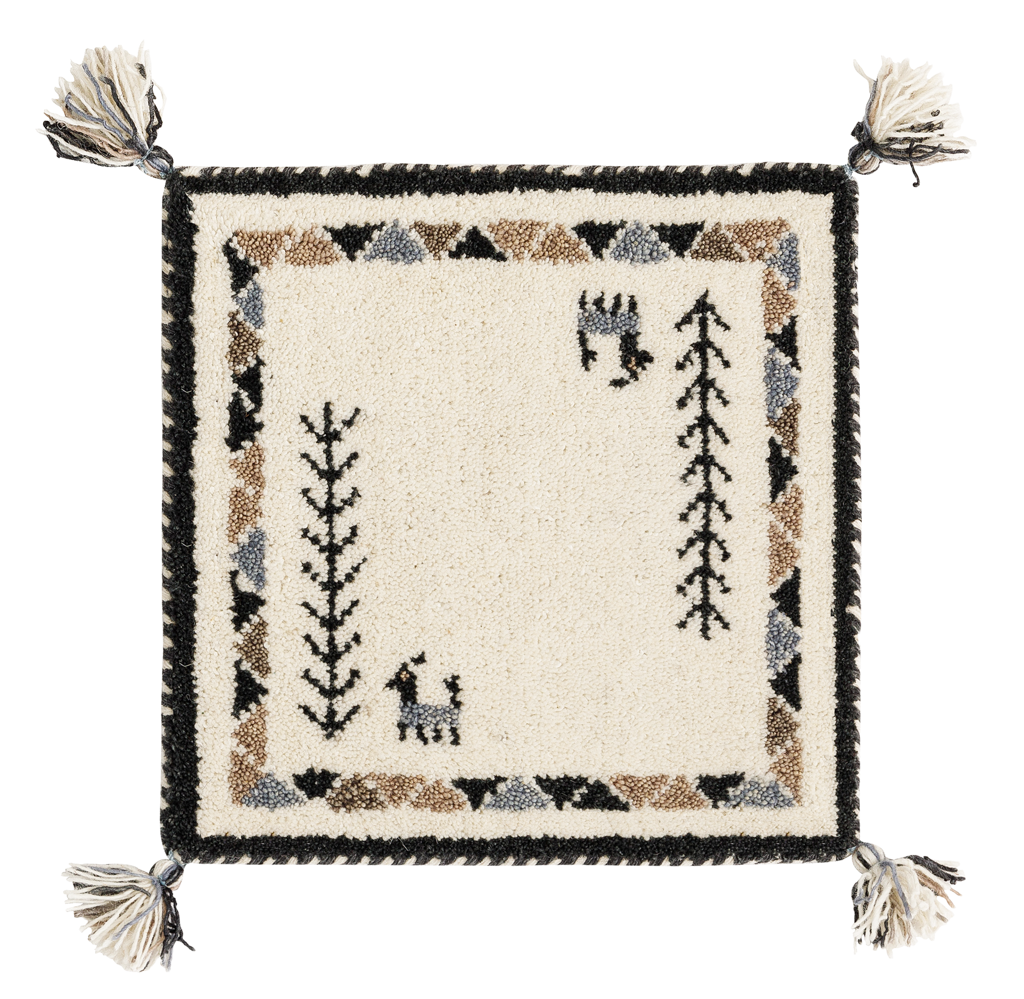 【新商品】[40×40] ギャッベ 座布団 チェアパッド ウールマット タッセル付き GABBEH D+