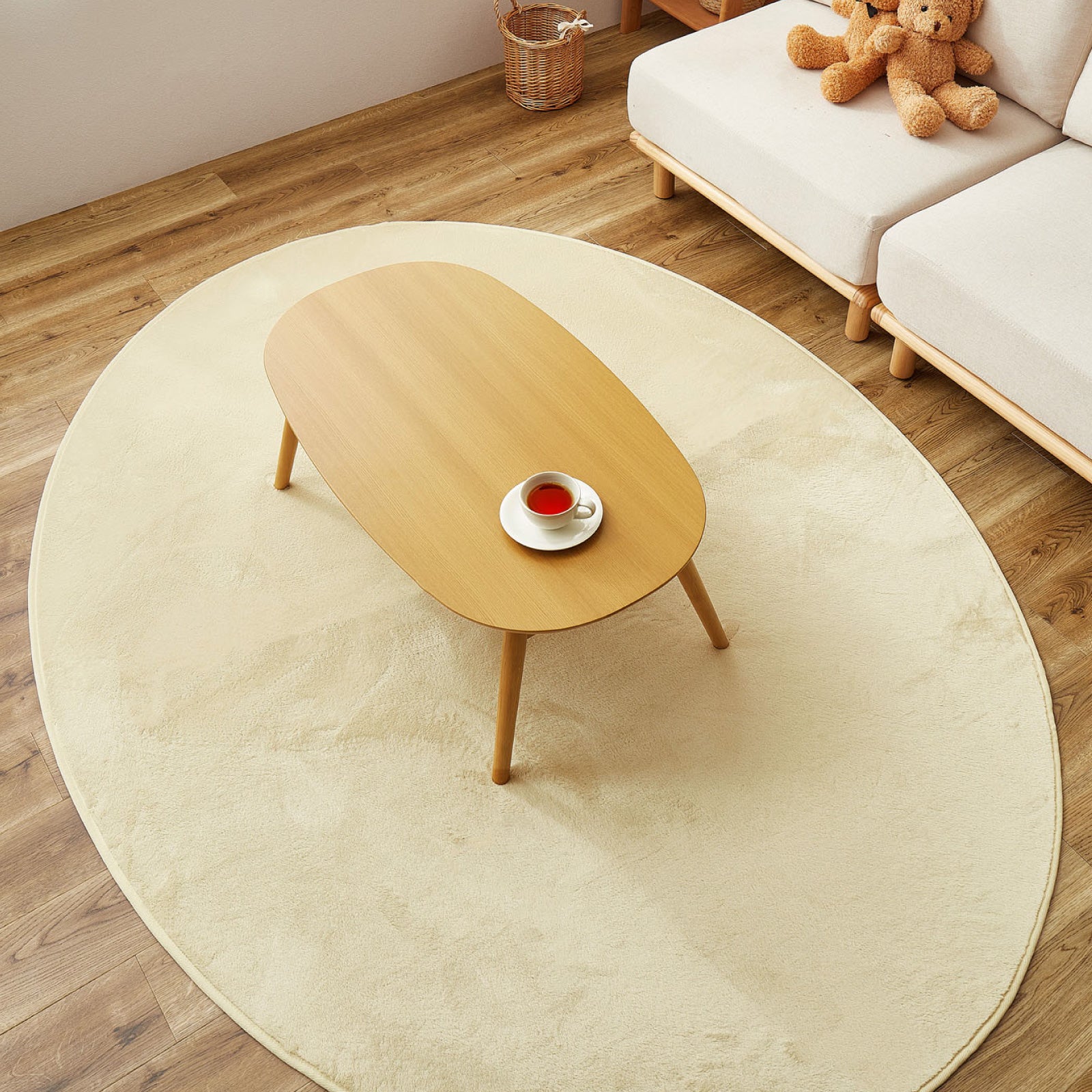 薄手】ラグ 約160×220cm【楕円形/2畳】【薄手/洗濯機で洗える/ウレタン