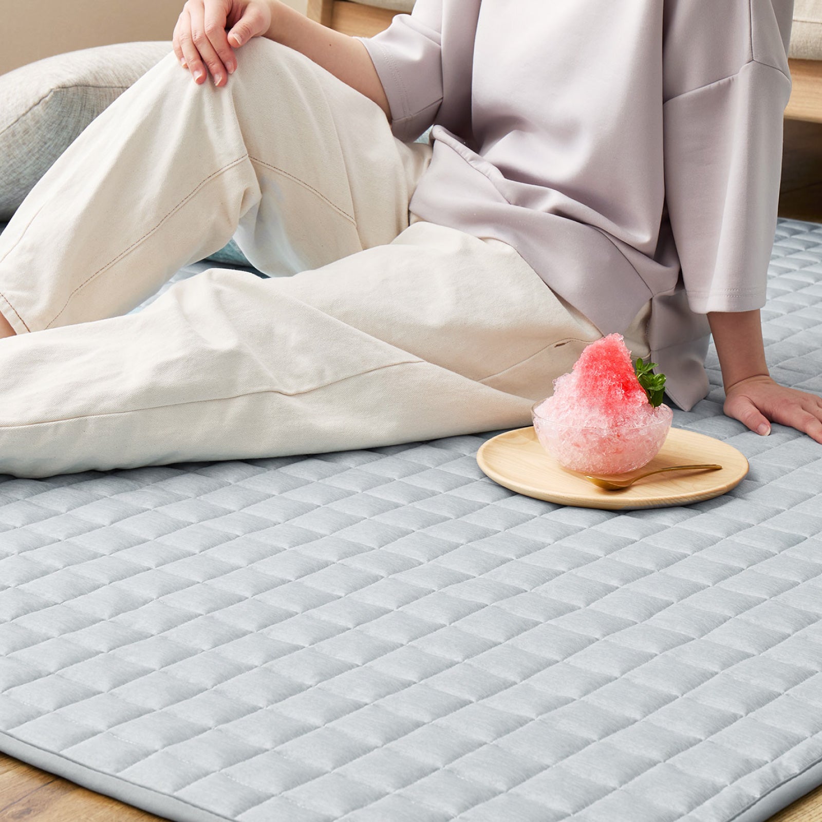 [4サイズ] 洗える接触冷感キルトラグ 滑り止め付き クーネ