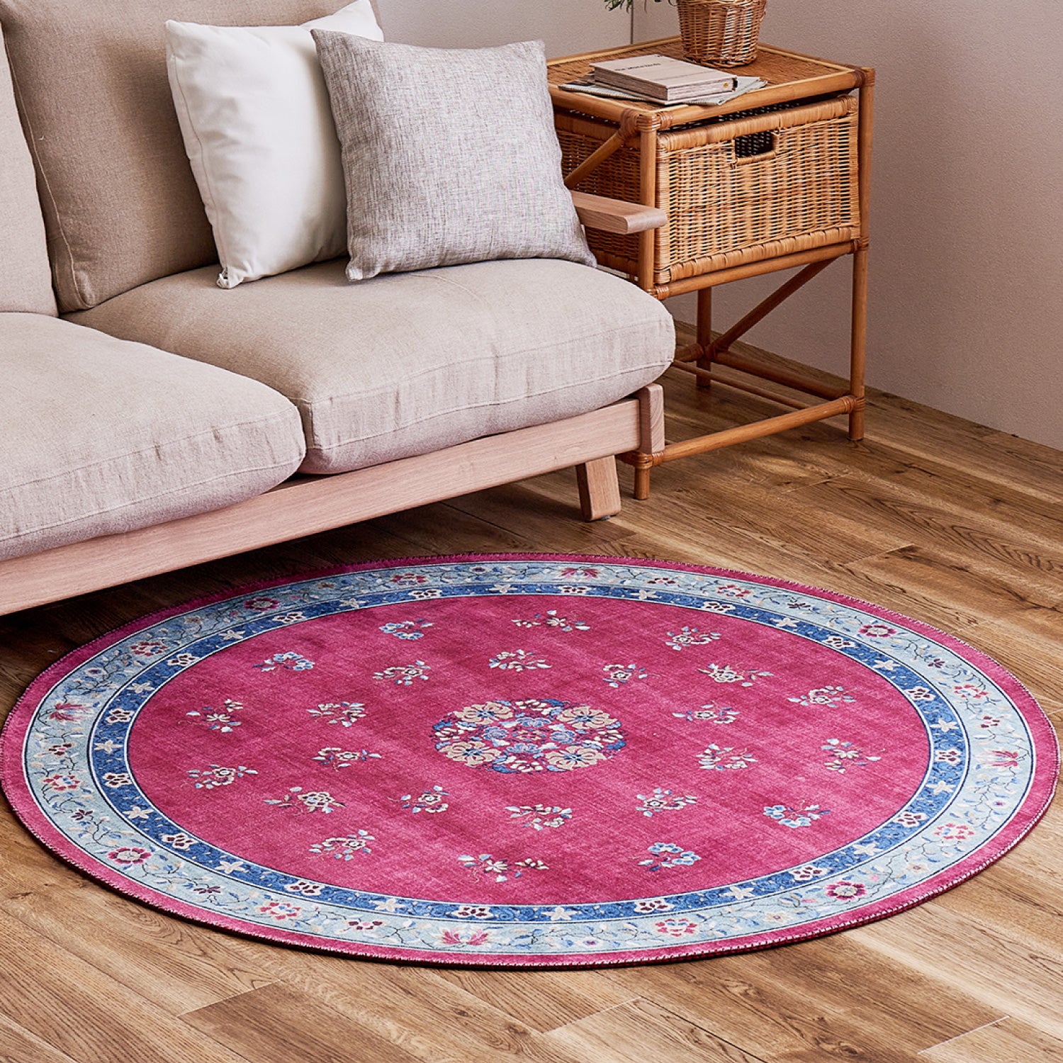 ラグ カーペット 洗える 薄手 約140cm円形 丸型 ラグマット フランネル