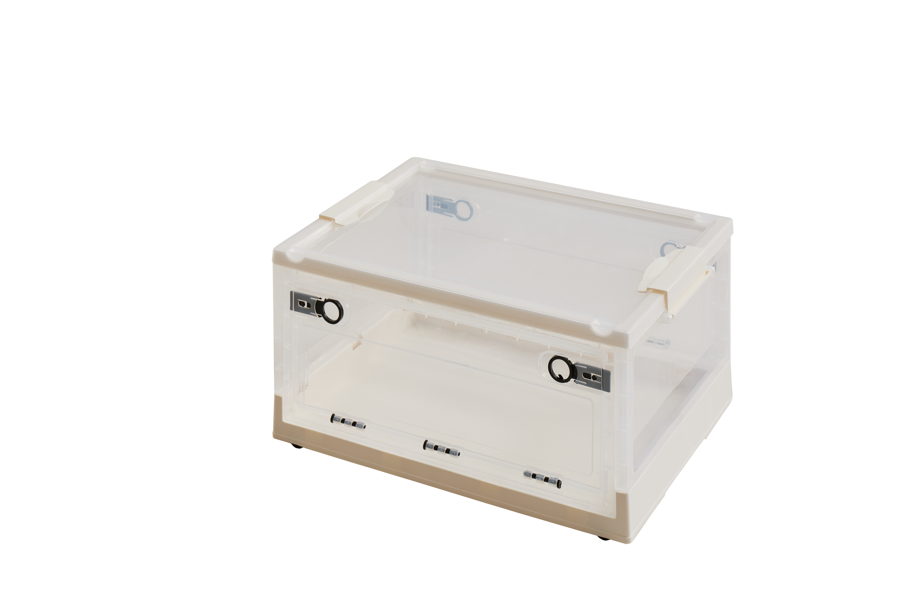 【新商品】[5サイズ][単品/セット] 3面開き 折りたたみ 収納ボックス ふた付き キャスター付き  PS100