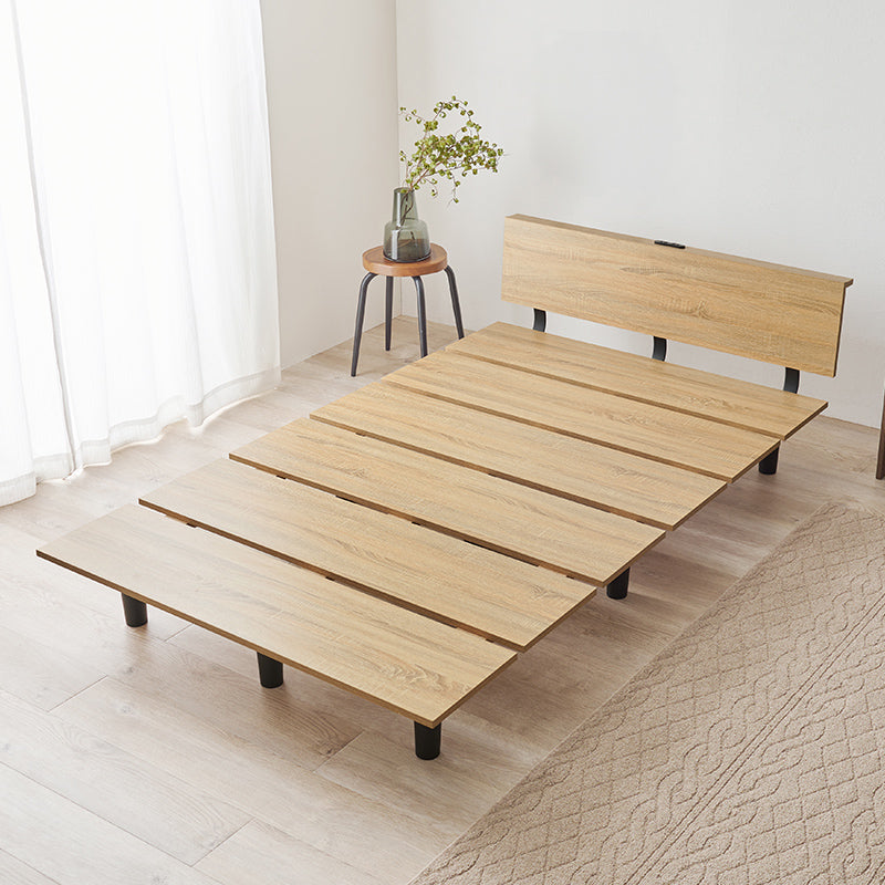 木目調ベッド コンセント付き（フレーム単品orマットレスセット